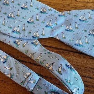 Unbranded Sailboat Patterned Bow Tie with Adjustable Panel / blue / white